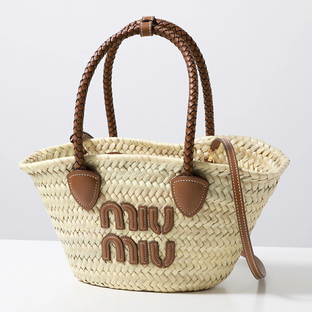 Miu Miu Basket Bag Handbag Shoulder Woven Raffia